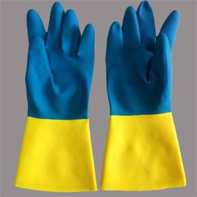 China Latex-Neopren-zweifarbige industrieller Handschuh-Menge, die Neopren-chemische Handschuhe zeichnet zu verkaufen