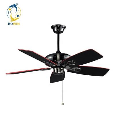 China Mordern BOQI Modern Color 5 Blades Pull Control Wooden Ceiling Fan Without Light for sale