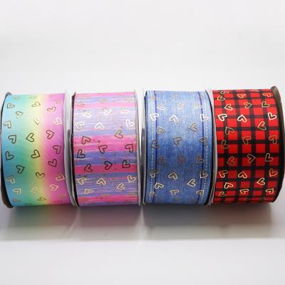 China New Arrival Recyled 75mm Hologram Gold Foil Grosgrain Ribbon For Hair Bows for sale