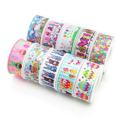 China Recyled Easter Ribbon Ribbon Easter Printed Ribbon Eggs Chicken Lily Yarn Wrapping Band for sale