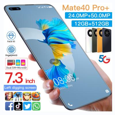 China Available SDK Mate 40 Pro+ 7.3 Inch Left Dig Screen 12GB+512GB Unlocked LCDs Game Android Cell Phones Smartphones for sale