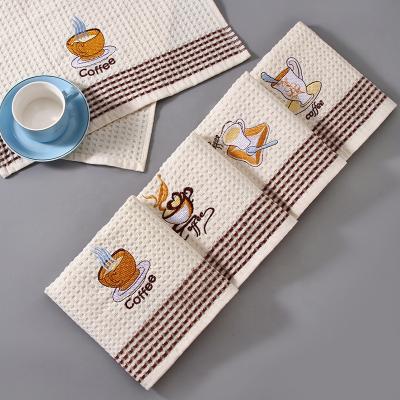 China 100% Compressed Cotton Color Waffle Weave Honeycomb Style Kitchen Tea Single Dish Towels for sale