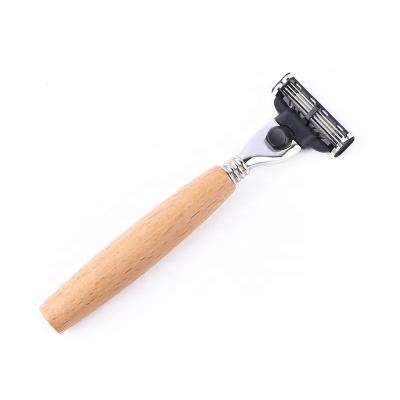 China New Style Triple Blade Razor Wooden Triple Handle 3 Blade Bamboo Blade Razor for sale