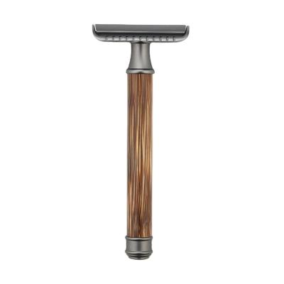 China Twin Blade Double Edge Safety Razor With Long Handle Safety Razor Natural Bamboo Wood Eco Friendly For Men Or For Women Viable for sale