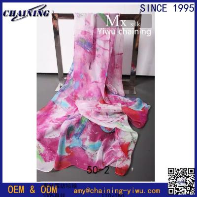 China Long Low MOQ 100% Chiffon Women Silk Hijab Scarf for sale