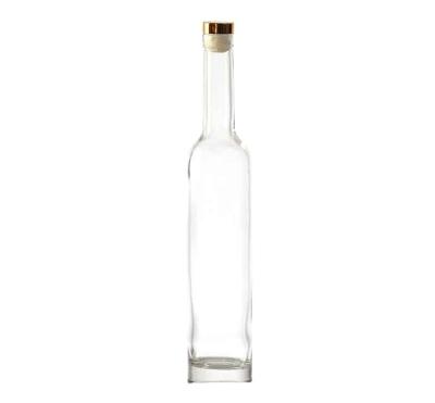 China Factory Price 500ml Wholesale Flint Beverage Low MOQ Clear Thin Round Glass Bottles With Rubber Stopper For Juice Oil Wine for sale