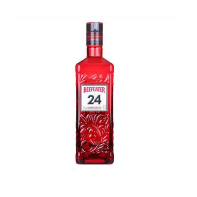 China Transparent Beverage Vodka Spirit 750ml Corked Glass Bottle Rum Gin Bottle for sale