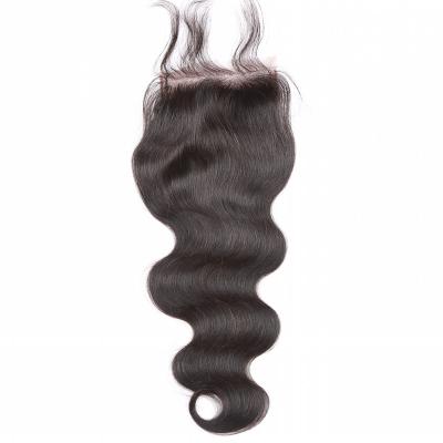 China Natural Black Raw Brazilian Hair HD Lace Closure Virgin Human Hair 4X4 Lace Closures 100% Body Wave Human Hair Full Lace Closure for sale