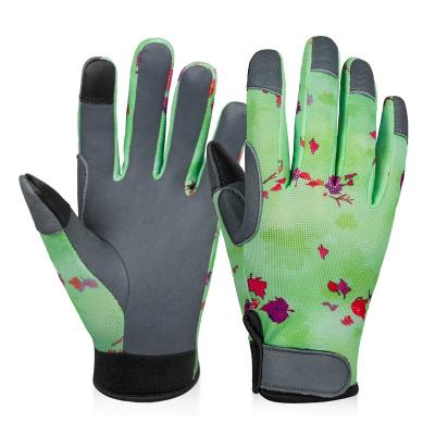 China Sheepskin Touch Screen Comfortable Gardening Wear Resistant Working Stair Printed Fabric Tactical Glove for sale