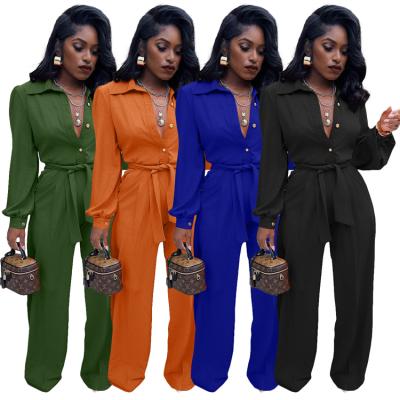 China Best Design 2021 Fashion Solid Color Long Sleeve Women Winter Casual Overalls Anti-Static Cargo Overalls for sale