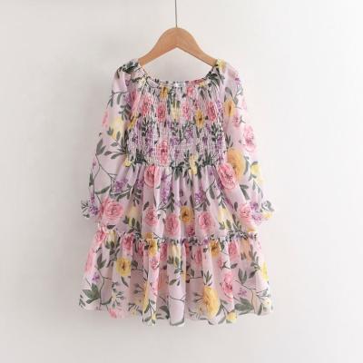 China Thin Breathable Summer Chiffon Clothes For Girls Spring Dress Princess Floral Dresses Elegant for sale