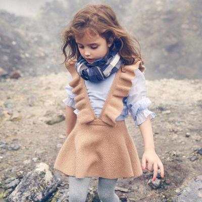 China Spring Autumn Baby Girls Dress Sweaters Breathable Kids Overalls Dress Kids Winter Knitted Strap Dress for sale