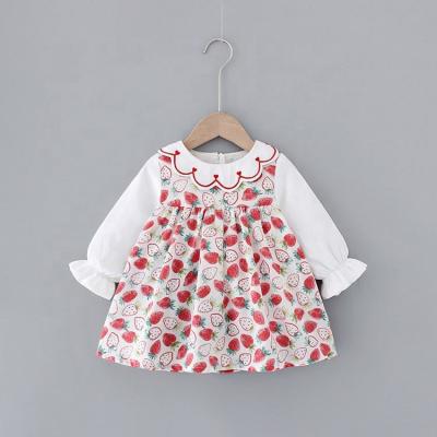 China COLORFUL Children's Breathable Dresses Sleeve Long Strawberry Kids Baby Infants Printed Princess Party Dresses for sale