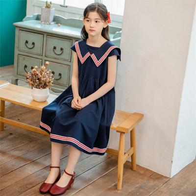 China princess 2021 New Arrival Sailor Anti-wrinkle Girls' Dresses COLORFUL Collar Short Sleeve Casual Dresses for sale