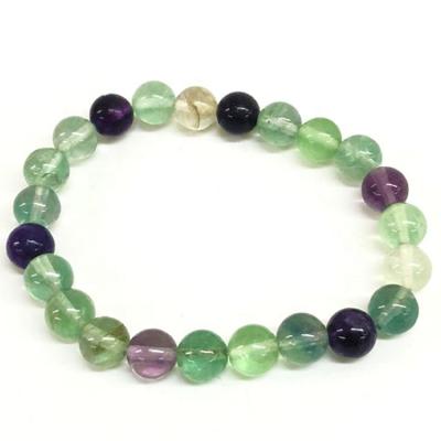 China Trendy 8mm Fluorite Gemstone Beaded Bracelet Custom Beads Stretch Bracelet Design For Women And Men Fashion Wear for sale