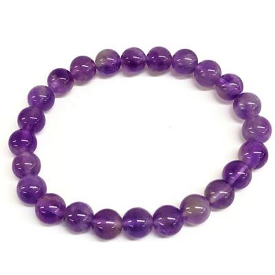 China Fashion 8mm Amethyst Gemstone Beaded Bracelet Custom Beads Stretch Bracelet Design For Women And Men Fashion Wear for sale