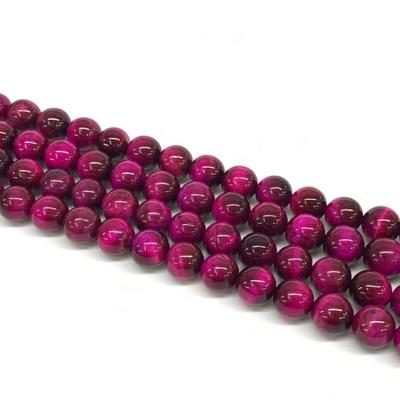 China Best Selling High Quality Trendy Round Beads Rose Red Tiger Eye Round Loose Beads For Diy Bracelet Making for sale