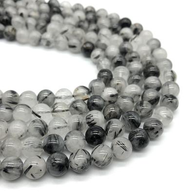 China Best Quality Stone China Supplier Black Hair Quartz Beads Crystals Healing Stones for sale