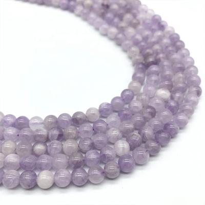 China Fashionable Wholesale Natural Stone Lavender Factory Beads Amethyst Loose Gemstone Round Beads For Jewelry Making for sale