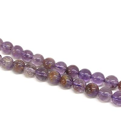 China Hot Natural Smooth 8MM Phantom Amethyst Gemstone Loose Beads For Bracelet Making for sale