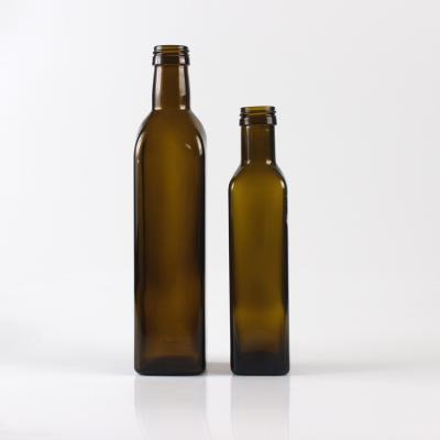 China Wholesale Amber Green Color Glass Olive Oil Square Frying Oil Bottle 250ml 500ml for sale