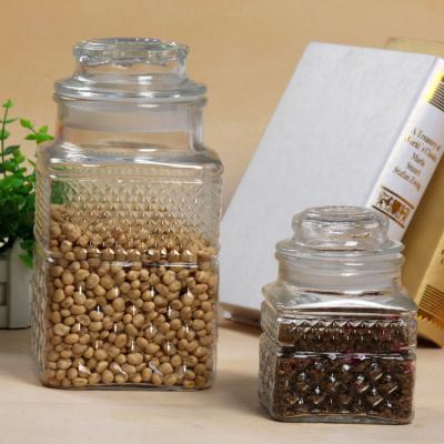 China 500ml 1000ml 1500ml Container Square Hot Sale Kitchen Freshness Preservation NJ Empty Glass Food Storage Jar With Lid for sale