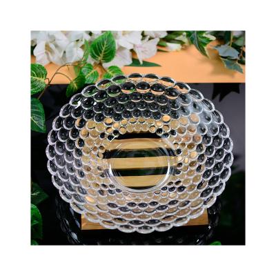 China European Style Wholesale Disposable Large Clear Round Glass Crystal Fruit Plate for sale