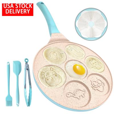 China Cute USA Stock Delivery Nonstick Non-Stick Cast Iron Griddle Pan Dutch Mini Frying Pancake Pan Baking Molds Cookware Sets for sale