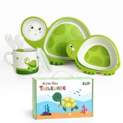 China Healthy And Environmentally Friendly Bamboo Fiber Children's Tableware Compartment Minimalist Degradable Bamboo Fiber Tableware Set for sale