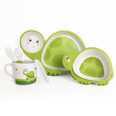 China Bamboo fiber environmental protection bamboo fiber set non-toxic tableware promoted by minimalist non-slip tableware children for sale