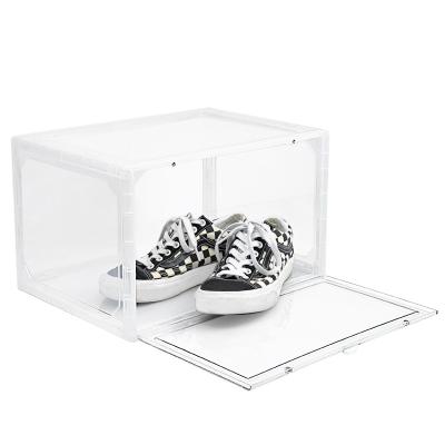 China Folding Airtight Transparent Plastic Detachable Clear Warehouse Storage Containers PP Shoes Storage Box for sale