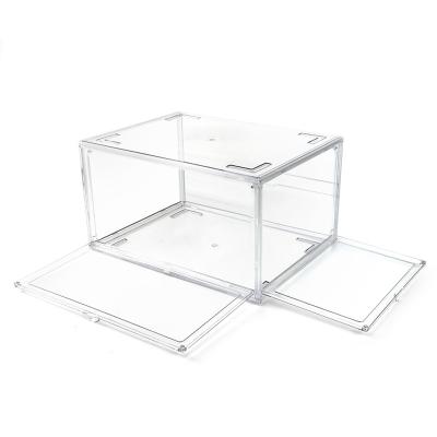 China 1 Pcs Multifunctional High Quality Viable Transparent Double Door Foldable Shoe Storage Box Shoe Container for sale