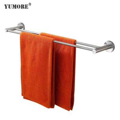 China Sustainable 304 Stainless Steel Hotel Bathroom Accessories Wall Mounted Space Saving Movable Classic Towel Rack for sale