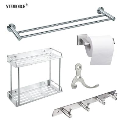 China Bathroom Accessories Wall Mounted Hanging Glass Metal Furniture Hooks Bedroom Paper Holders Sets For Hotel for sale