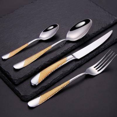 China Sustainable Royal Luxury Shardon Flatware Set, Stainless Steel Flatware Set, Vintage Wedding Gold Flatware for sale