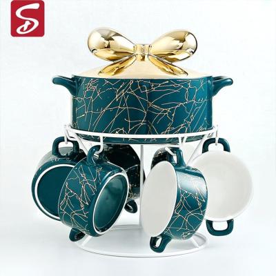 China 2021 Viable Factory Wholesale Creativity Ceramic Shardon Bowl Soup Bowl Set for sale