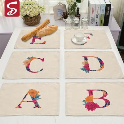 China Home Decor Canvas Mats Coaster Bowl Cup Pattern Kitchen Place Mat Table Pad Dining Table Pad Shardon Flower Letter Cotton Viable Pattern for sale