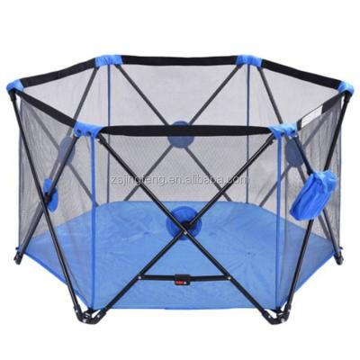 China Large Metal Material 6 Sides Baby Bassinet Travel Sleep Playpen Foldable Play And Playpen With ASTM406 Certification for sale