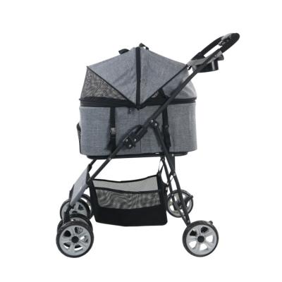 China Wholesale Durable Durable Pet Stroller Cats Dogs Trolley With One Hand Foldable Pet Stroller Carrier for sale