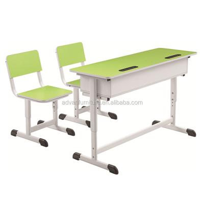 China Popular Used Double Height Person Desks And Adjustable Chairs , Factory Price Student School Furniture for sale