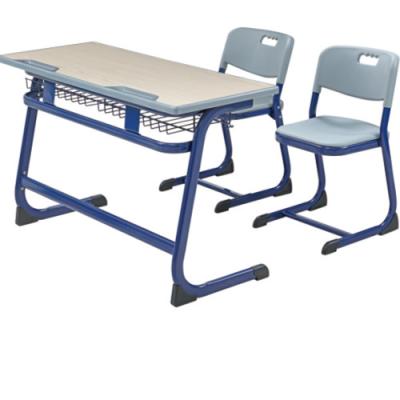 China Europe Style Strong High Quality Plastic Study Double Ergonomic Wearability Student Desk And Chair School Sets for sale