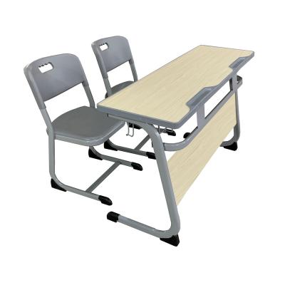 China Modern popular design plastic double seater school student chair and desk for sale