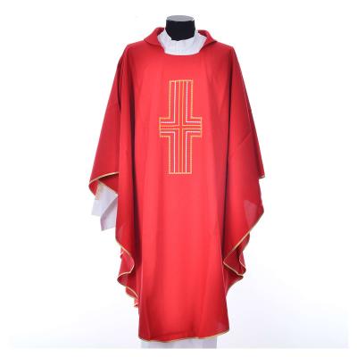 China 2023 modern new high quality gold cross embroidery jacquard chasuble for sale