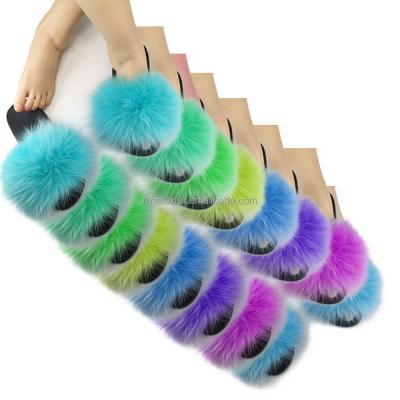 China Fashion Trend Wholesale Summer Plush Fur Slippers Indoor Fluffy Fox Slips For Household for sale