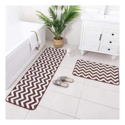 China 2Pc Washable Two Piece Bath Cover Mat Water Absorbent With Runner For Bathroom Mats Luxury Type 2 Piece Bathroom Cover Set Carpet Shower for sale