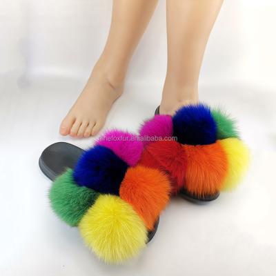 China Wholesale hot fashion trend style custom style non slip hair ball slippers for ladies for sale