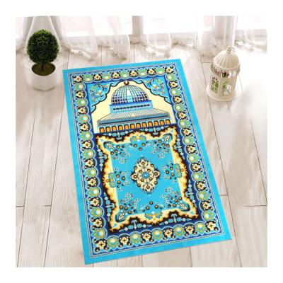 China Stain Resistant Luxury Gold Islamic Mat Carpet Thick Sajadah Muslim Girl Prayer Blanket Mosque Carpet Islamic Prayer for sale