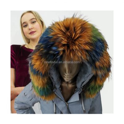 China Fashion Faux Fur Collar Colorful Fur Strips Raccoon Fur Trim For Hood for sale