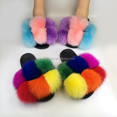 China Fashion Trend Luxury Pom Pom Sandal Balls Women Hairy Slides With Custom Logo for sale