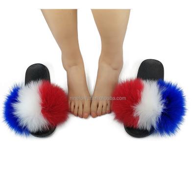 China Fashion Trend Good Quality Summer Custom Fur Fluffy Slippers Smudge Fur Slide Fur Sandals With Logo For Women Ladies Custom Made for sale